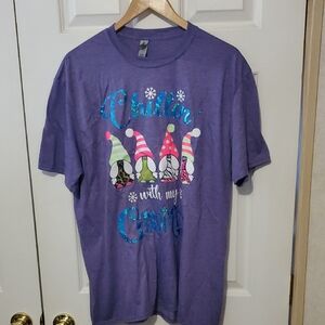 Ugly "Chillin With My Gnomes" Woman Gildan Softstyle Purple T-Shirt XL